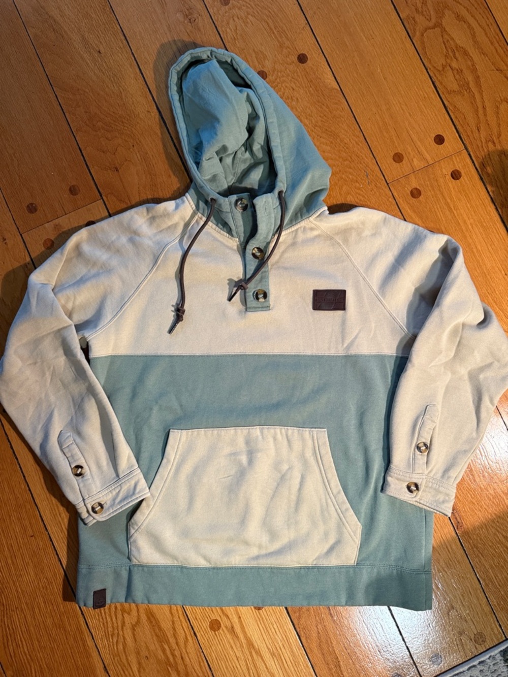 Element Colorblock Pullover Hoodie in Light Blue & Cream